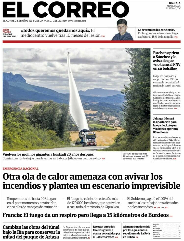 Portada de El Correo (Espa&ntilde;a)