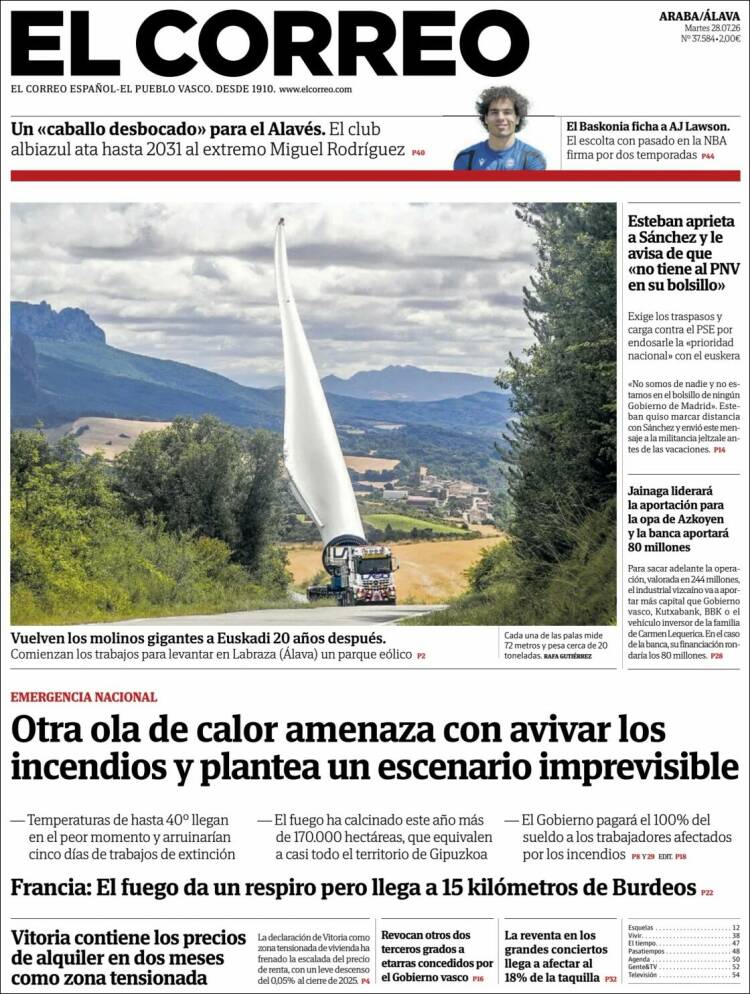 Portada de El Correo - Álava (Espa&ntilde;a)