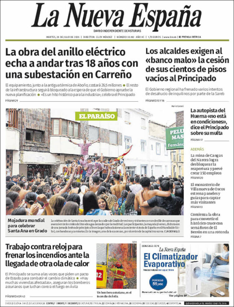 Portada de La Nueva España (Espa&ntilde;a)