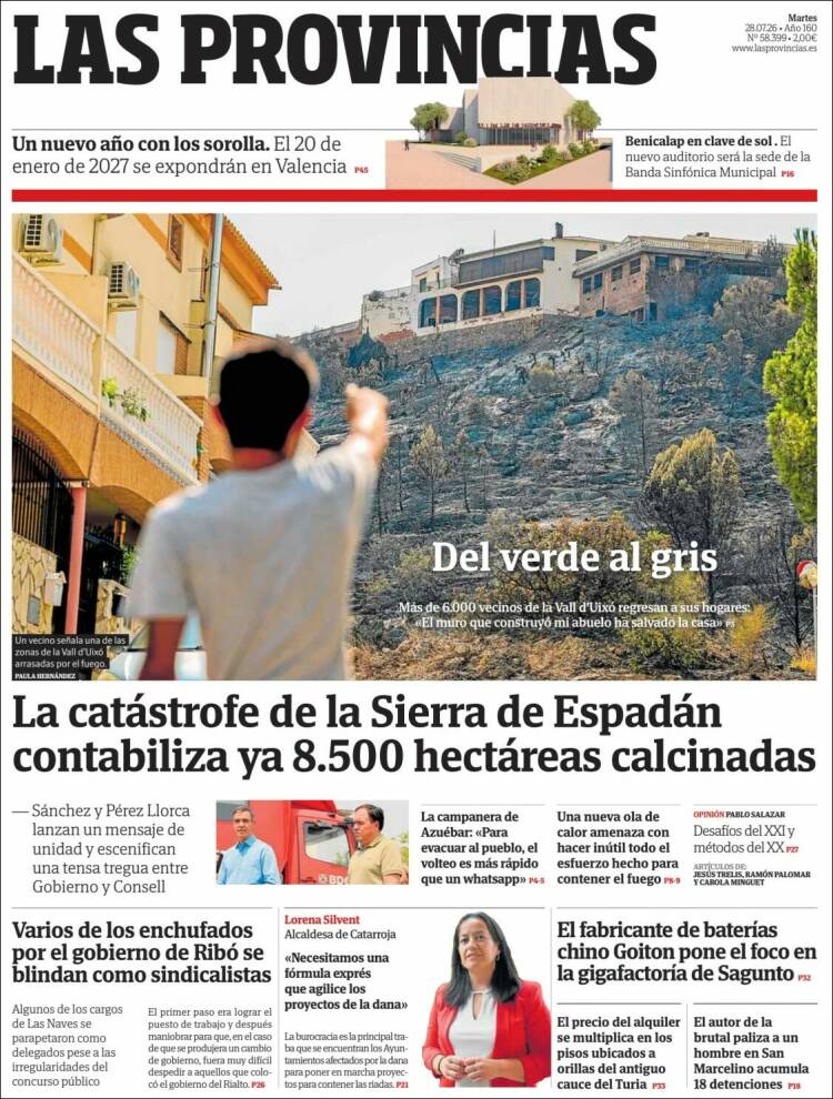 Portada de Las Provincias (Espa&ntilde;a)