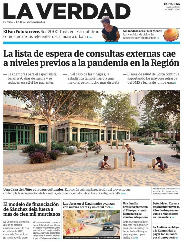 Portada de La Verdad de Cartagena (Espa&ntilde;a)