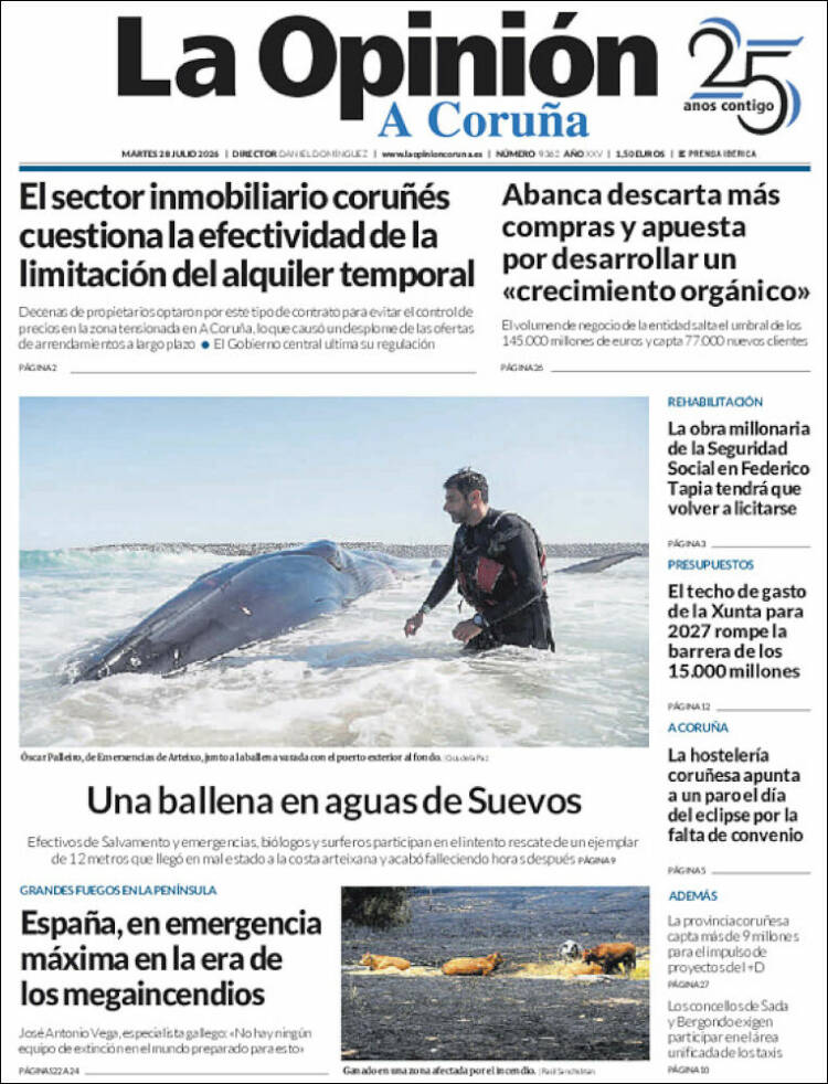 Portada de La Opinión de A Coruña (Espa&ntilde;a)