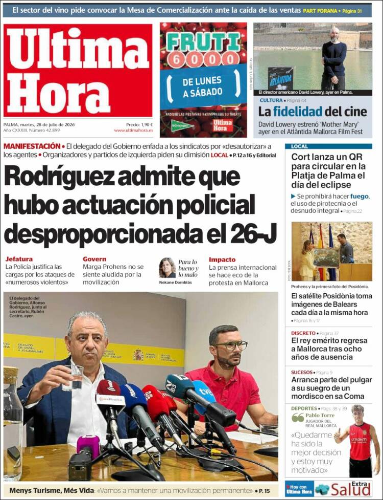 Portada de Última Hora (Espa&ntilde;a)