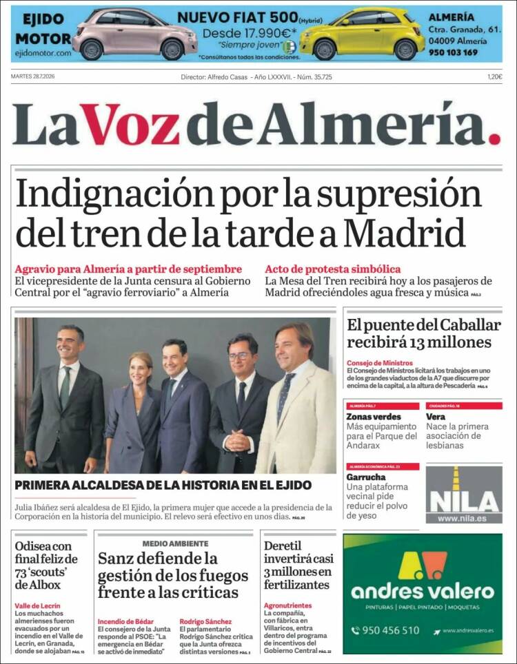 Portada de La Voz de Almería (Espa&ntilde;a)