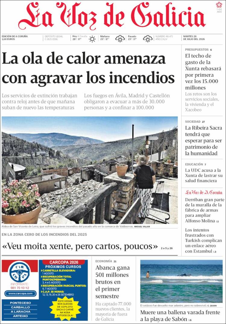 Portada de La Voz de Galicia (Espa&ntilde;a)