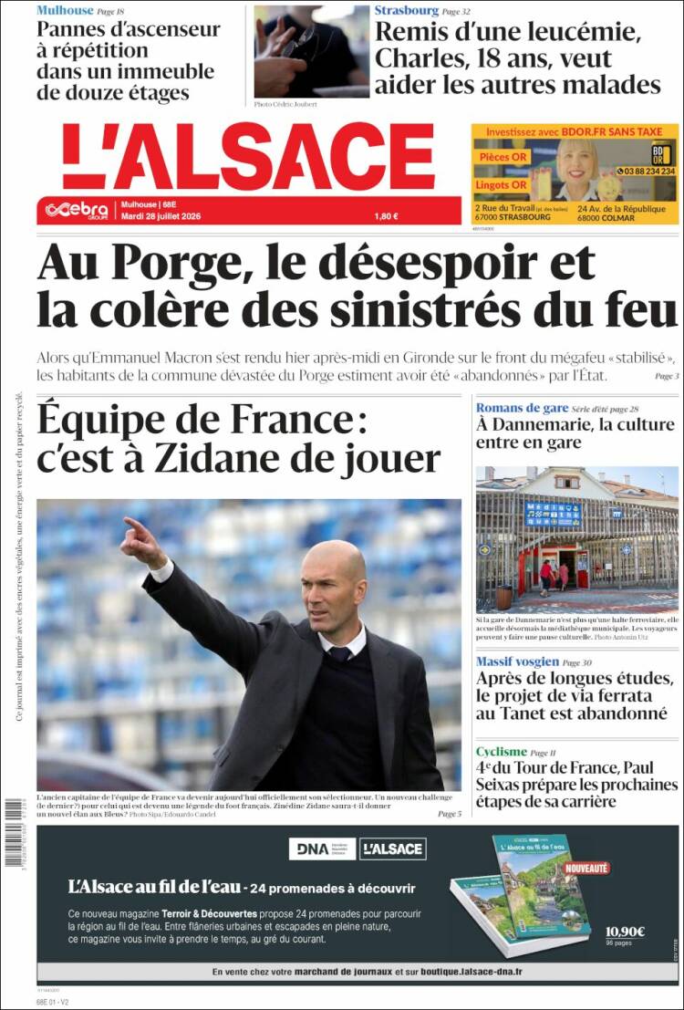 Portada de Journal L'Alsace (Francia)
