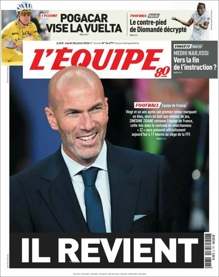 Portada de L'Equipe (Francia)