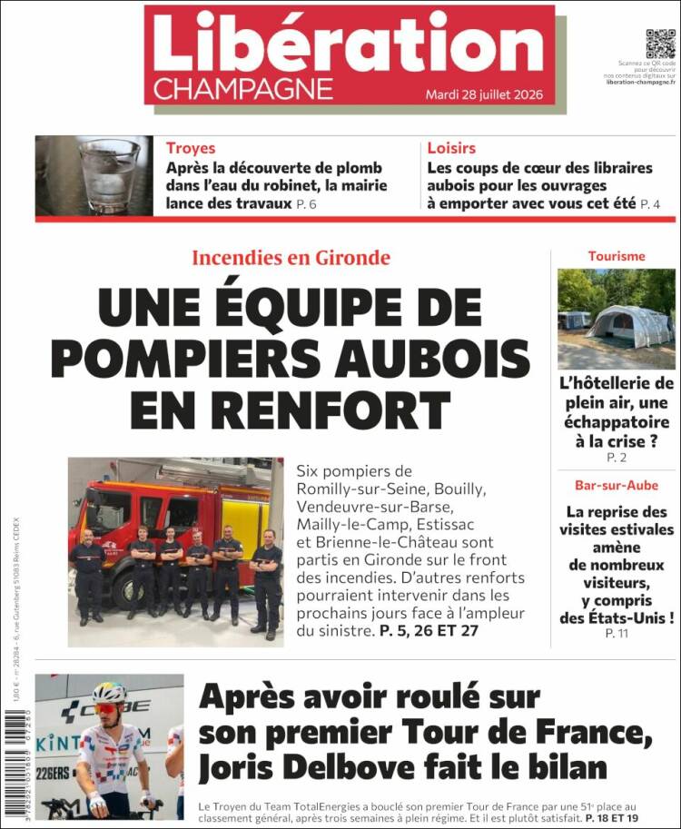 Portada de Libération Champagne (France)