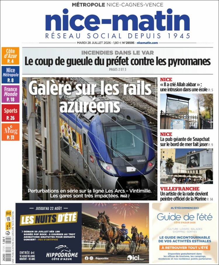 Portada de Nice-Matin (Francia)