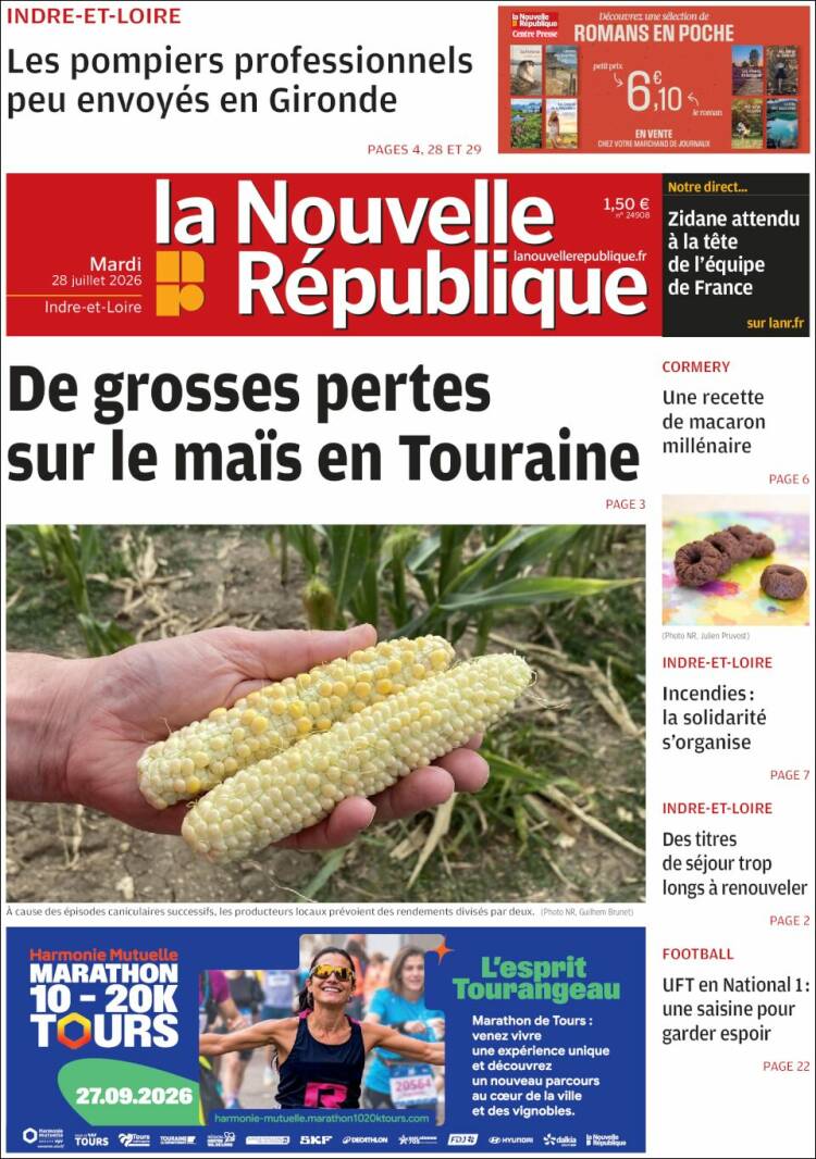 Portada de La Nouvelle Republique (Francia)