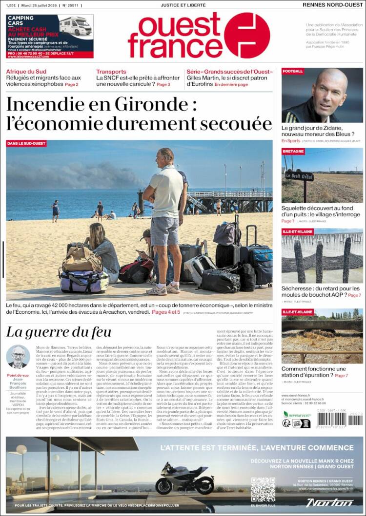 Portada de Ouest France (Francia)