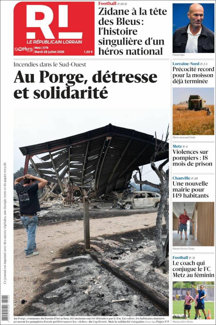 Portada de Le Republicain Lorrain (Francia)