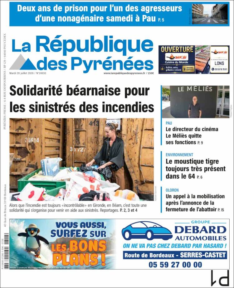 Portada de La République des Pyrénées (Francia)