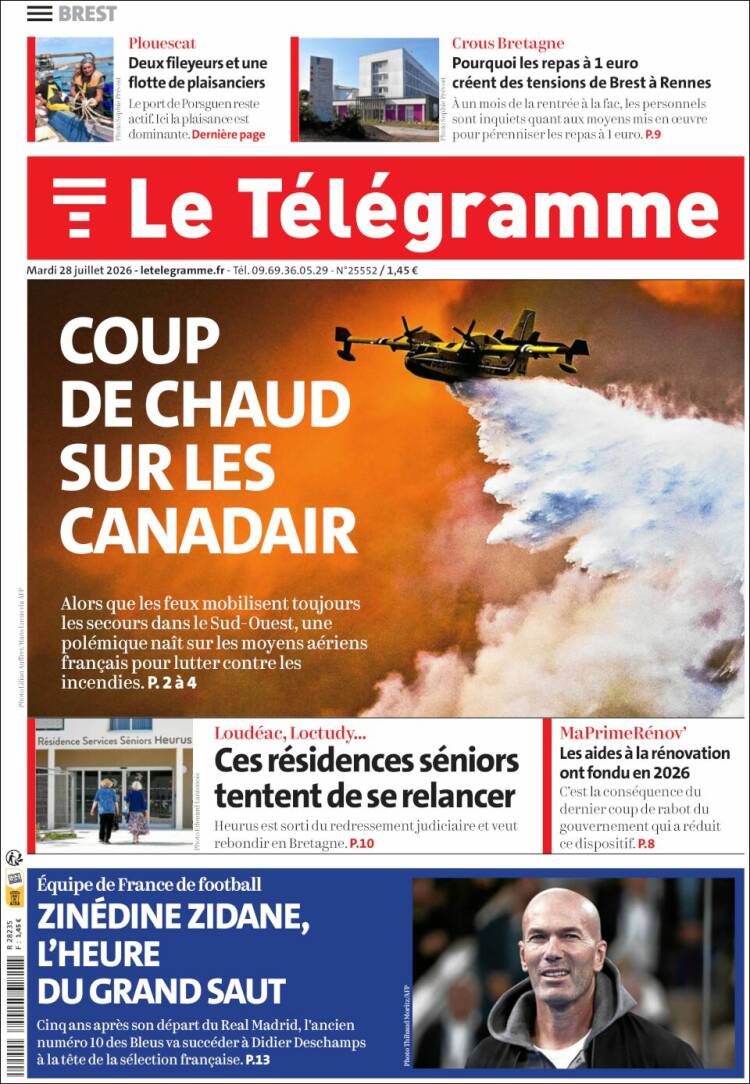 Portada de Télégramme (Francia)