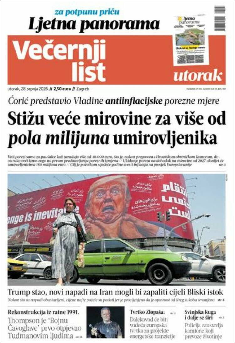 Portada de Večernji (Croacia)