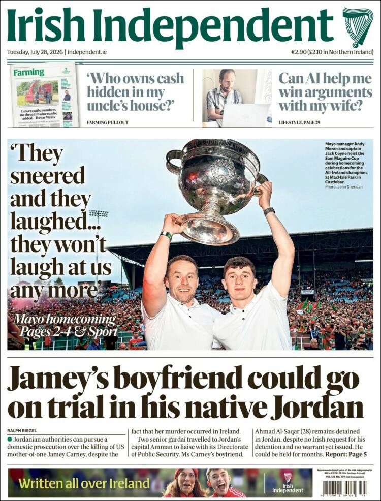 Portada de Irish Independent (Irlanda)