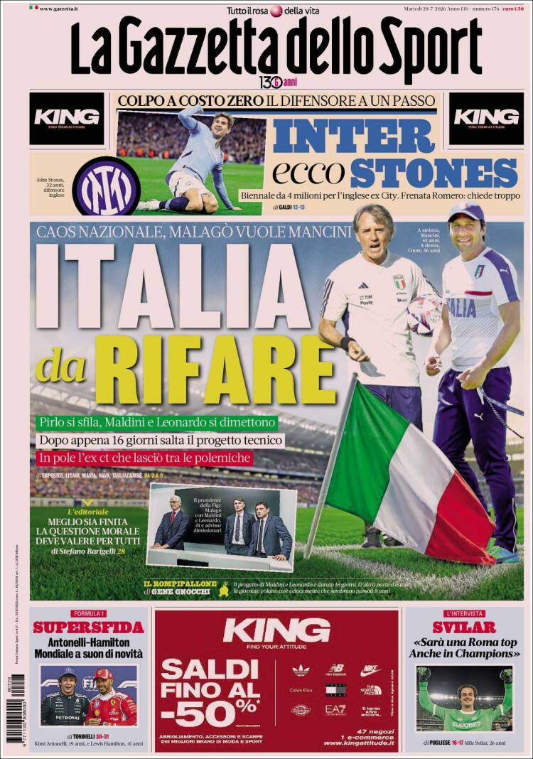 Portada de La Gazzetta dello Sport (Italia)