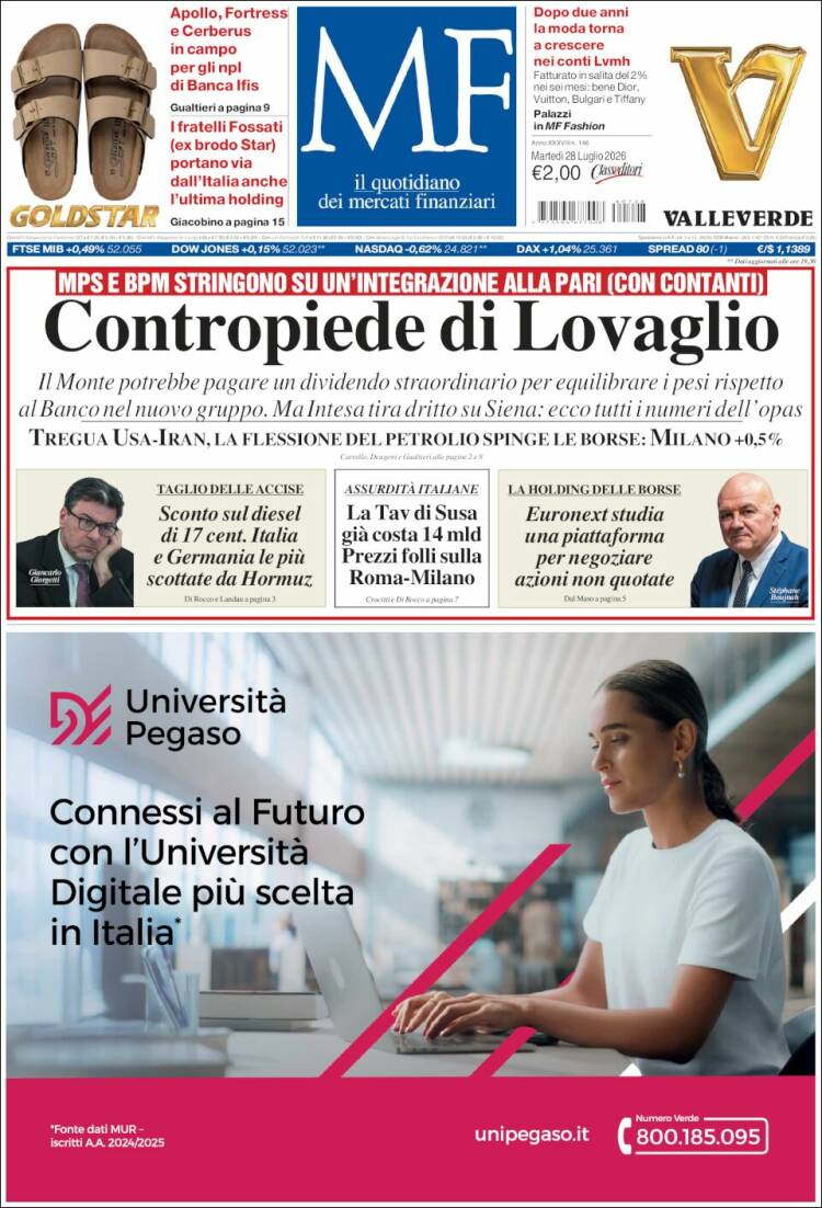 Portada de Milano Finanza (Italia)