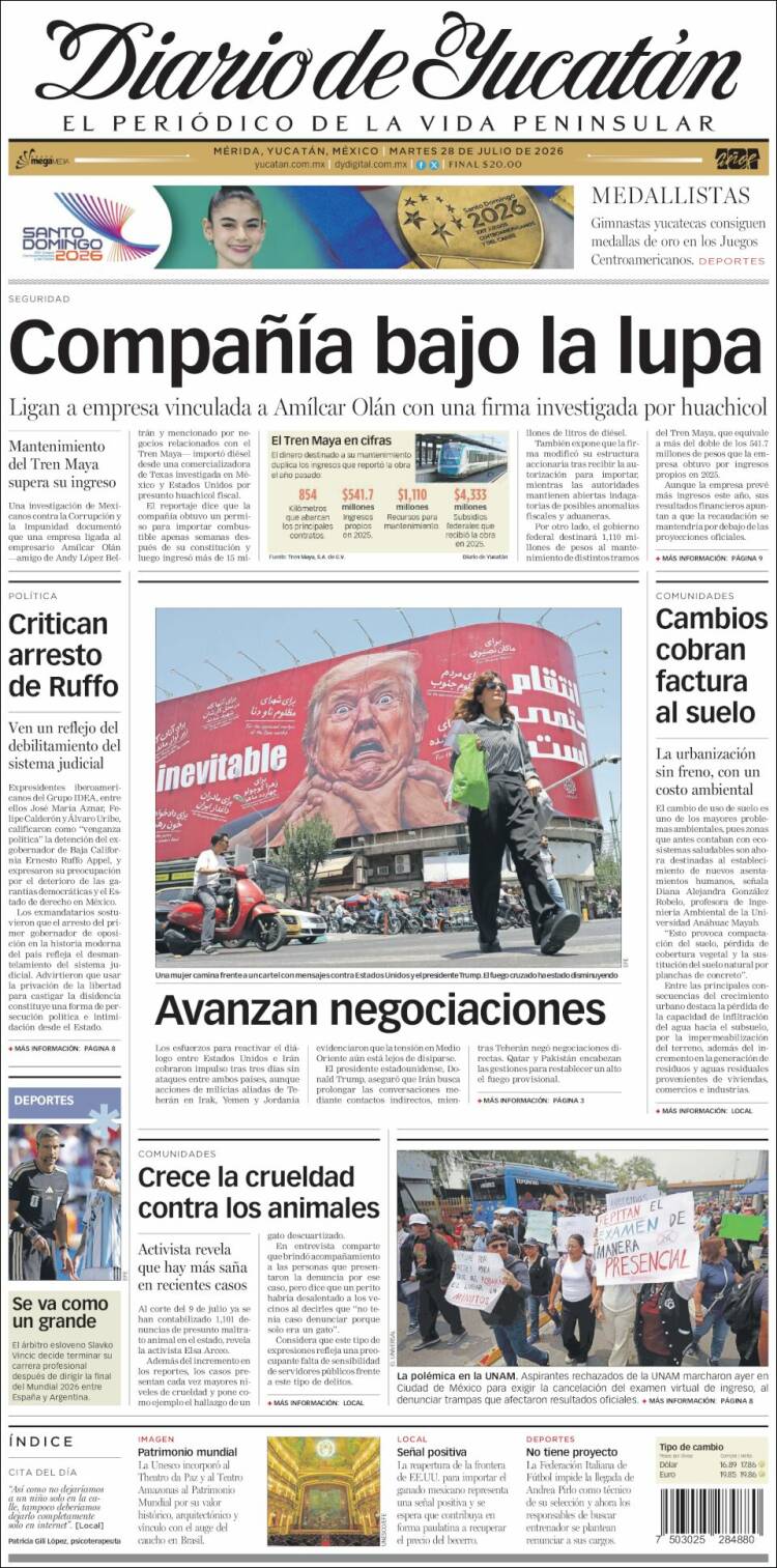 Portada de Diario de Yucatán (M&eacute;xico)
