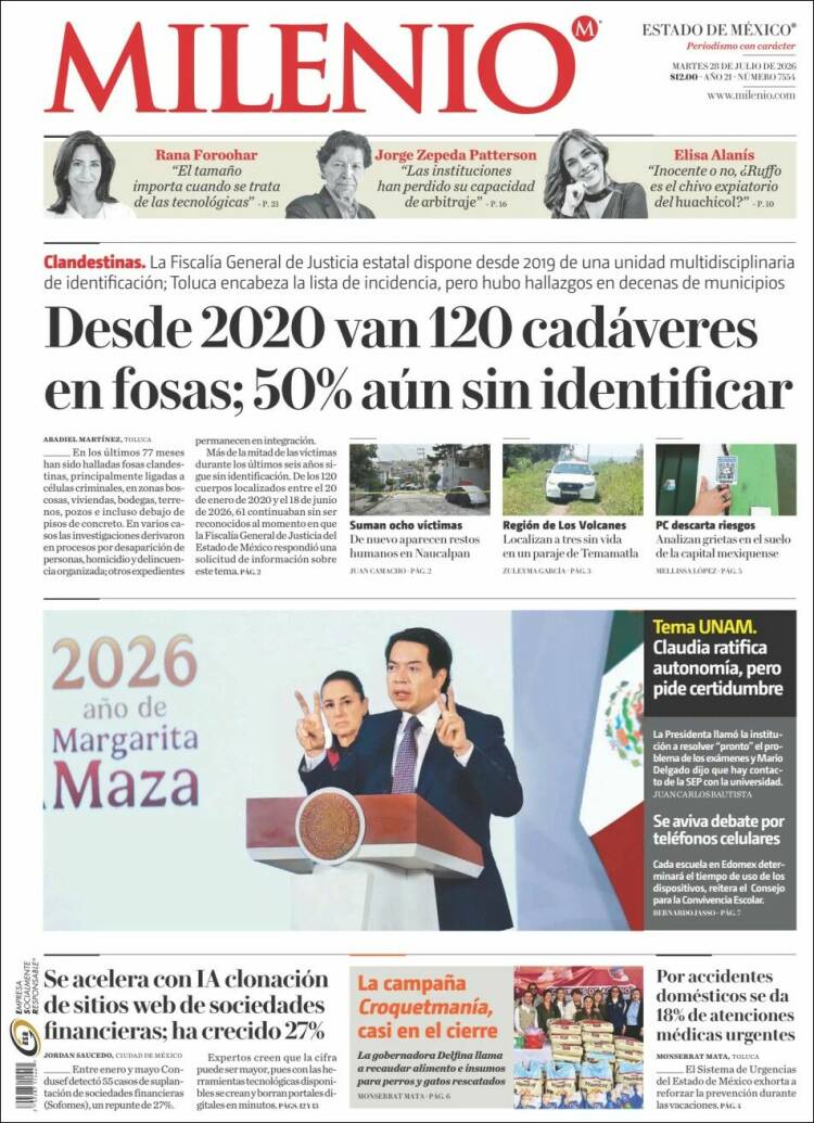 Portada de Milenio - Estado de México (M&eacute;xico)