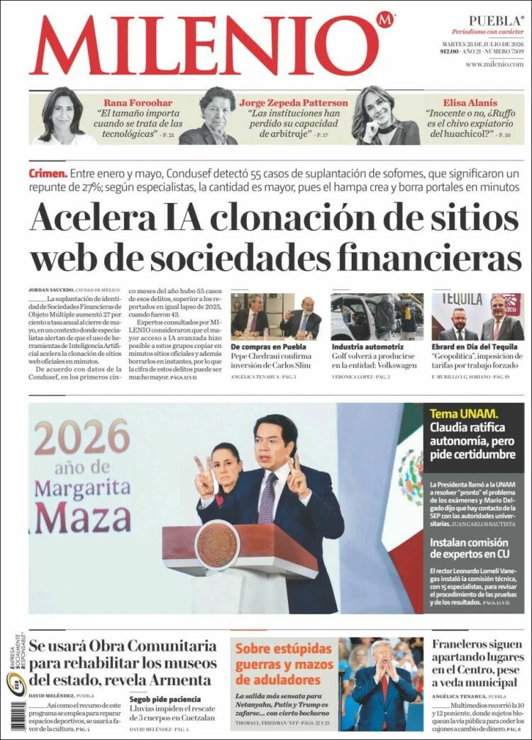Portada de Milenio de Puebla (M&eacute;xico)