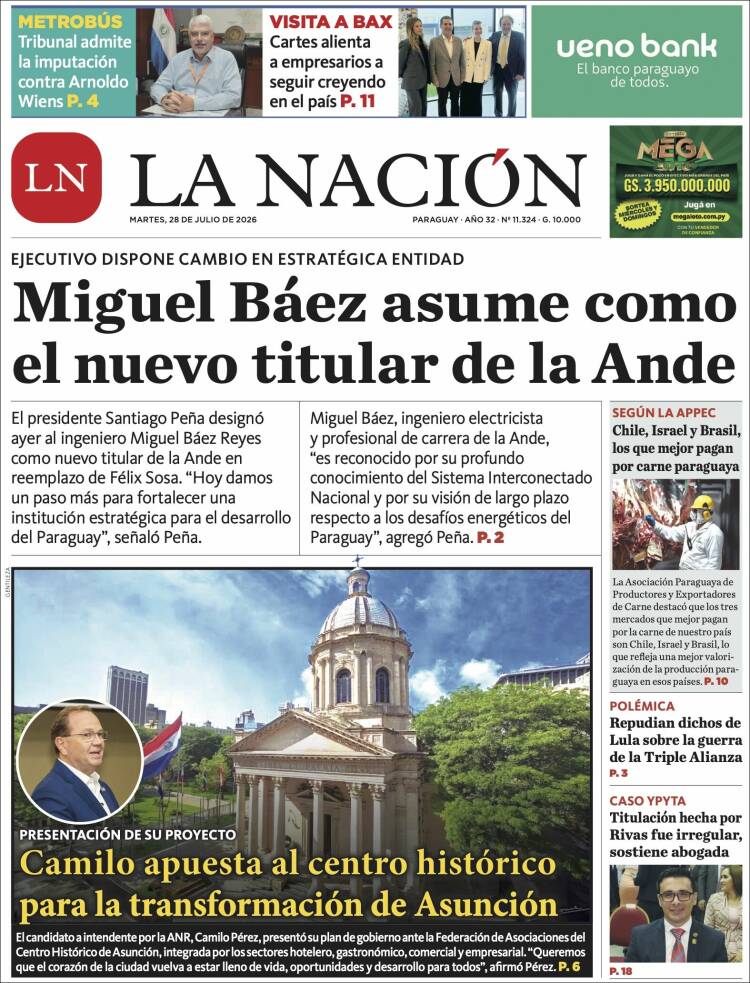 Portada de La Nación (Paraguay)