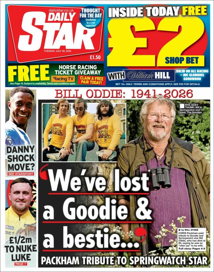 Portada de Daily Star (Reino Unido)