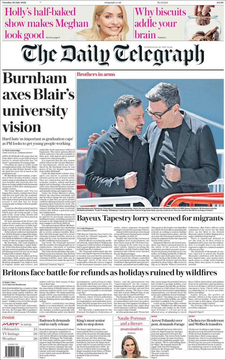Portada de Daily Telegraph (Reino Unido)