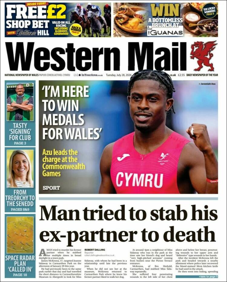 Portada de Western Mail (Reino Unido)