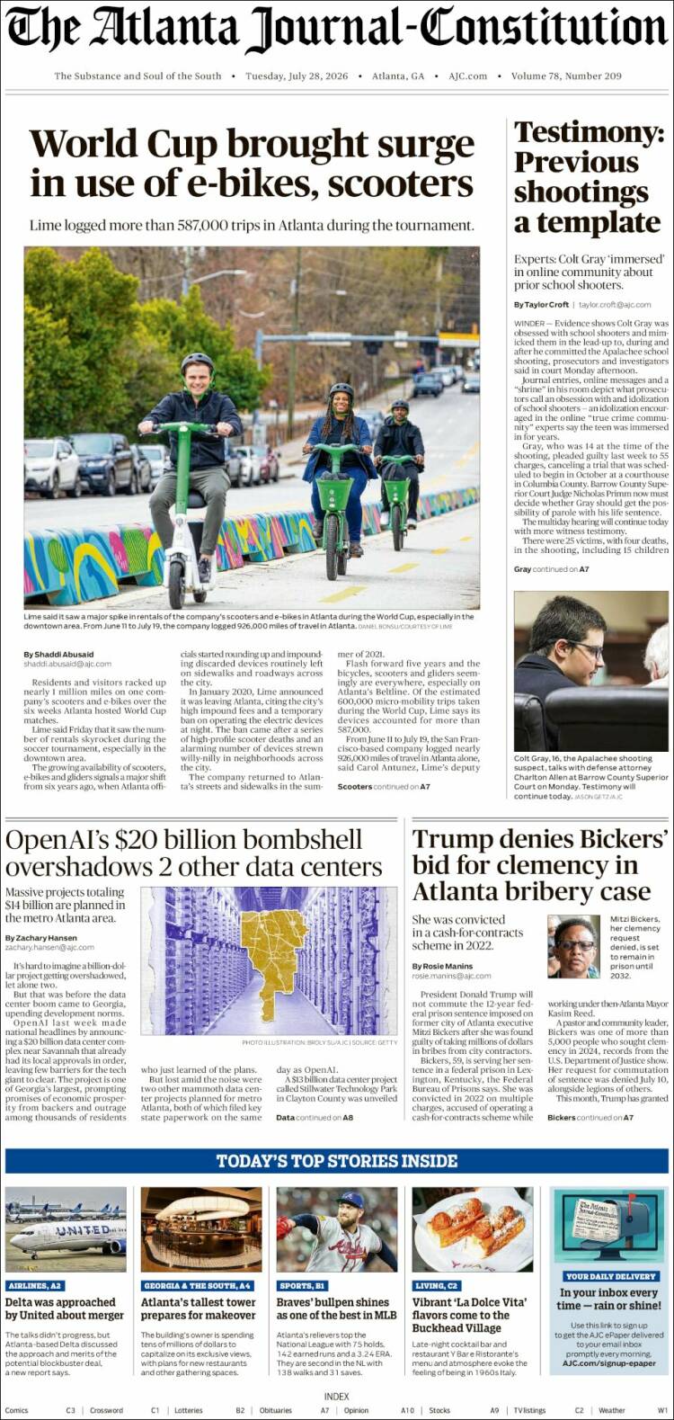 Portada de The Atlanta Journal-Constitution (USA)
