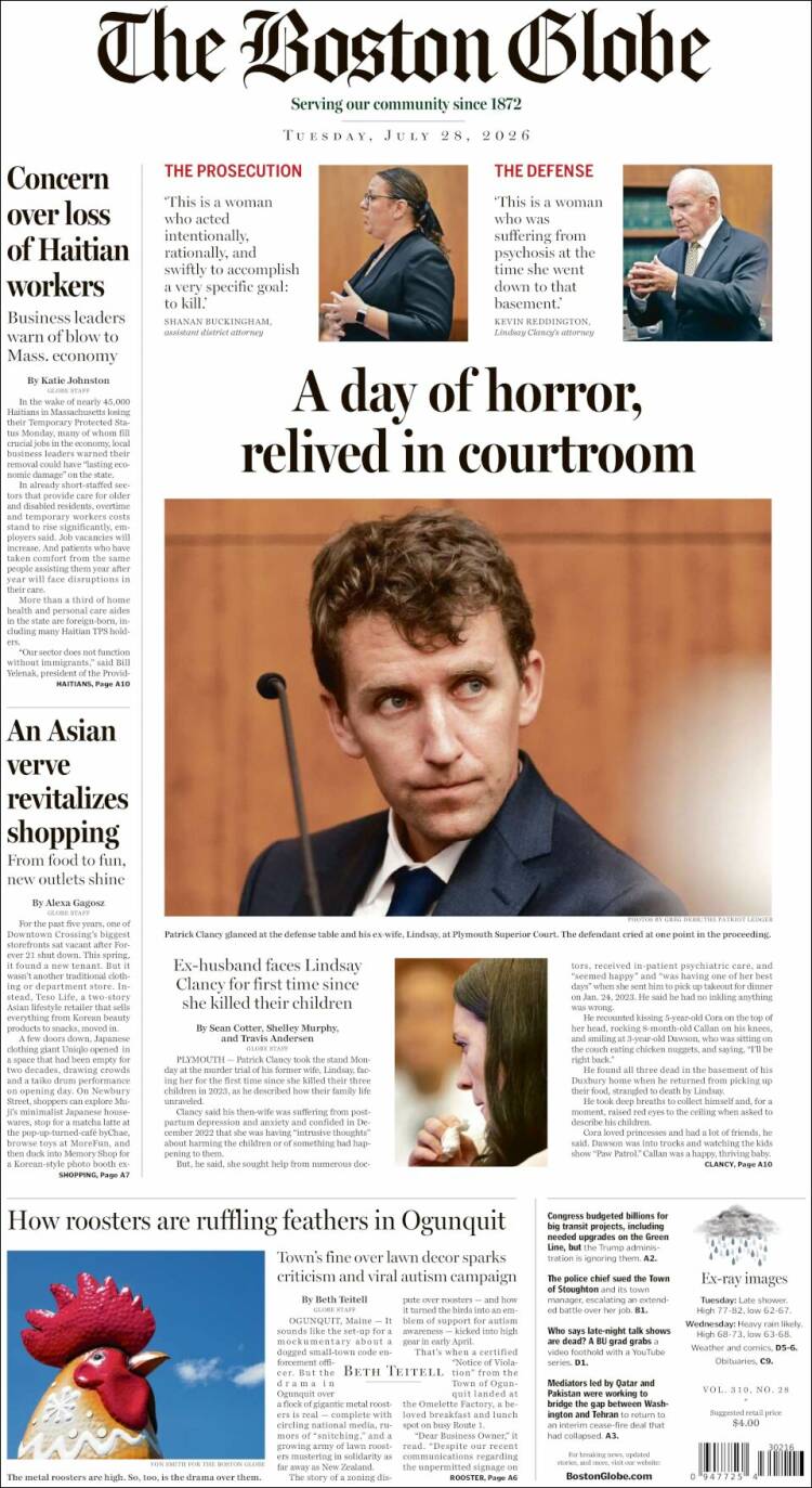 Portada de Boston Globe (USA)