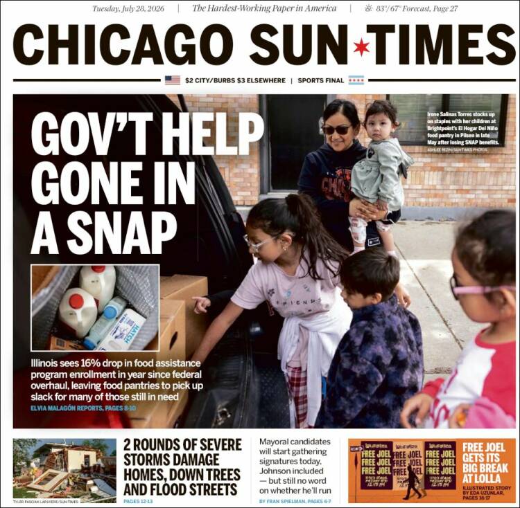 Portada de Chicago Sun-Times (USA)