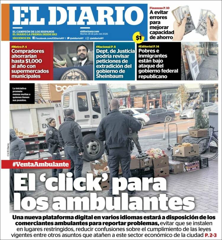 Portada de El Diario NY (USA)