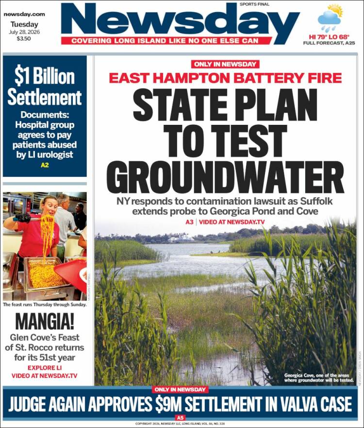 Portada de Newsday (USA)