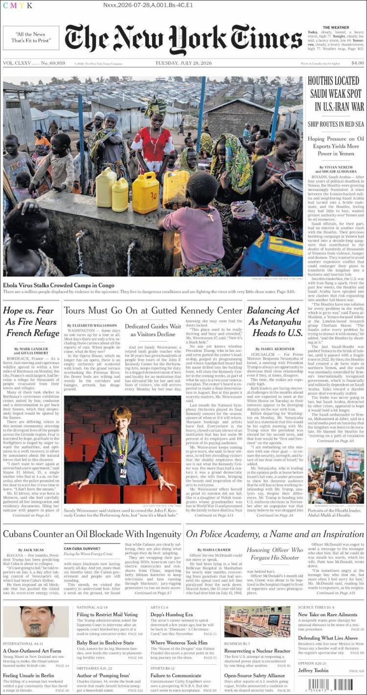 Portada de New York Times (USA)