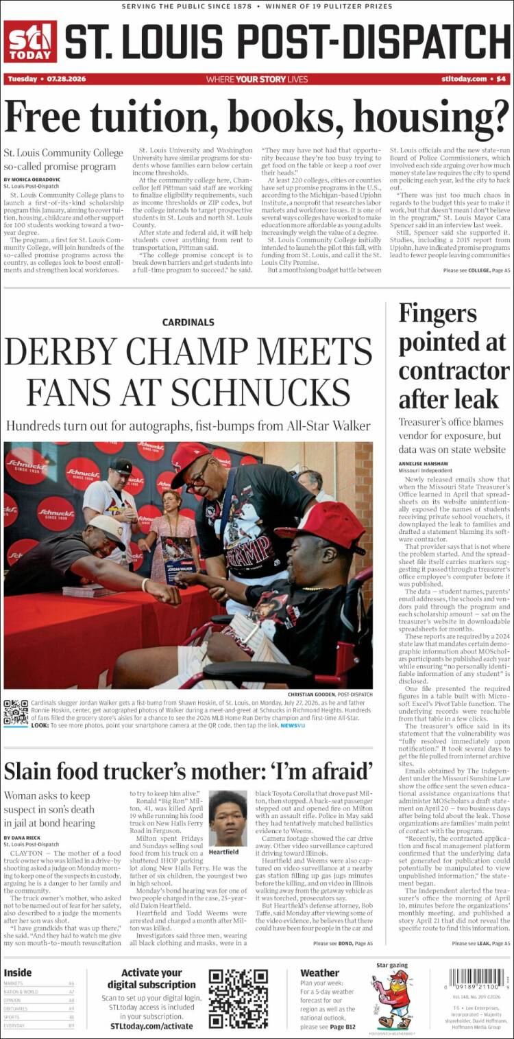 Portada de St. Louis Post-Dispatch (USA)