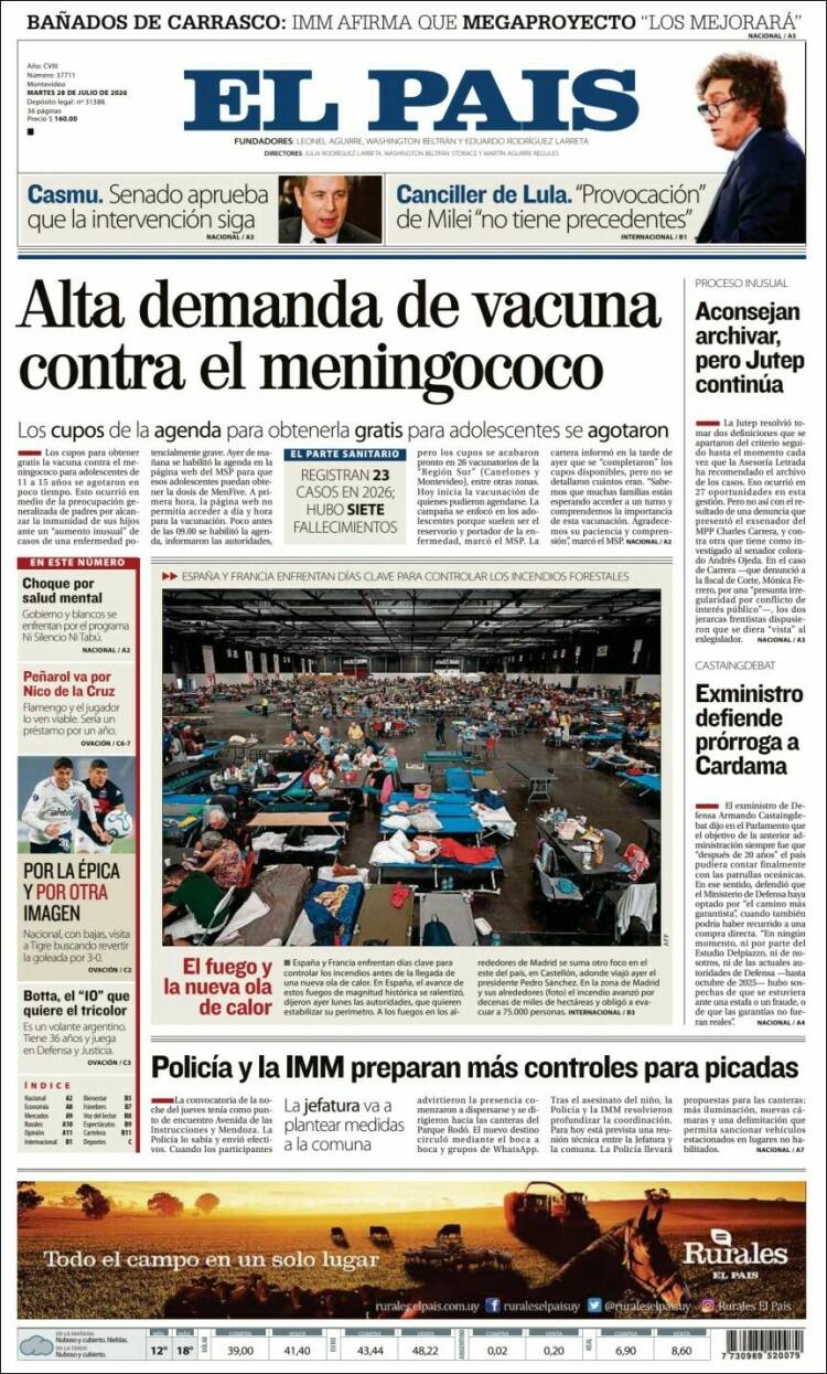 Portada de El País (Uruguay)