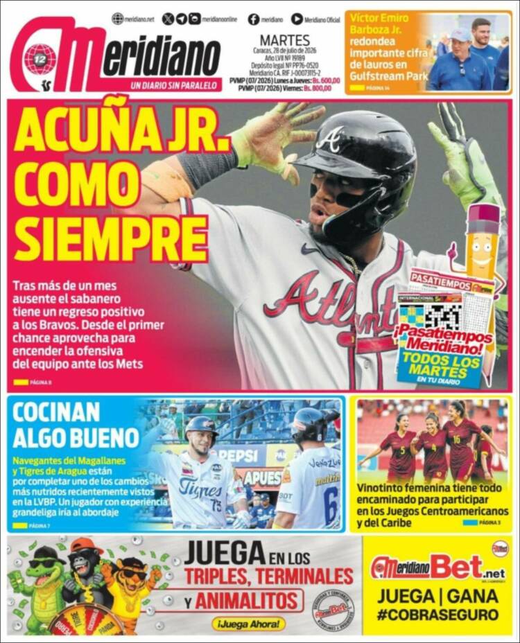 Portada de Meridiano (Venezuela)