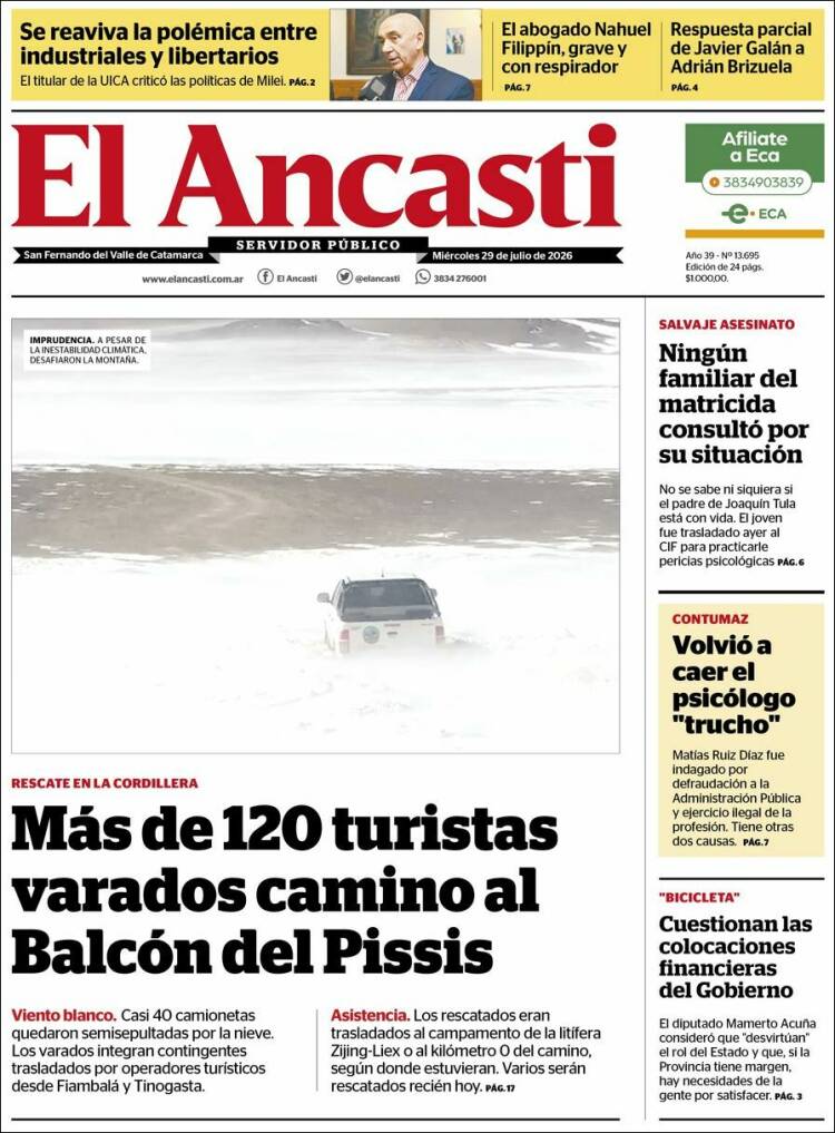 Portada de El Ancasti (Argentina)
