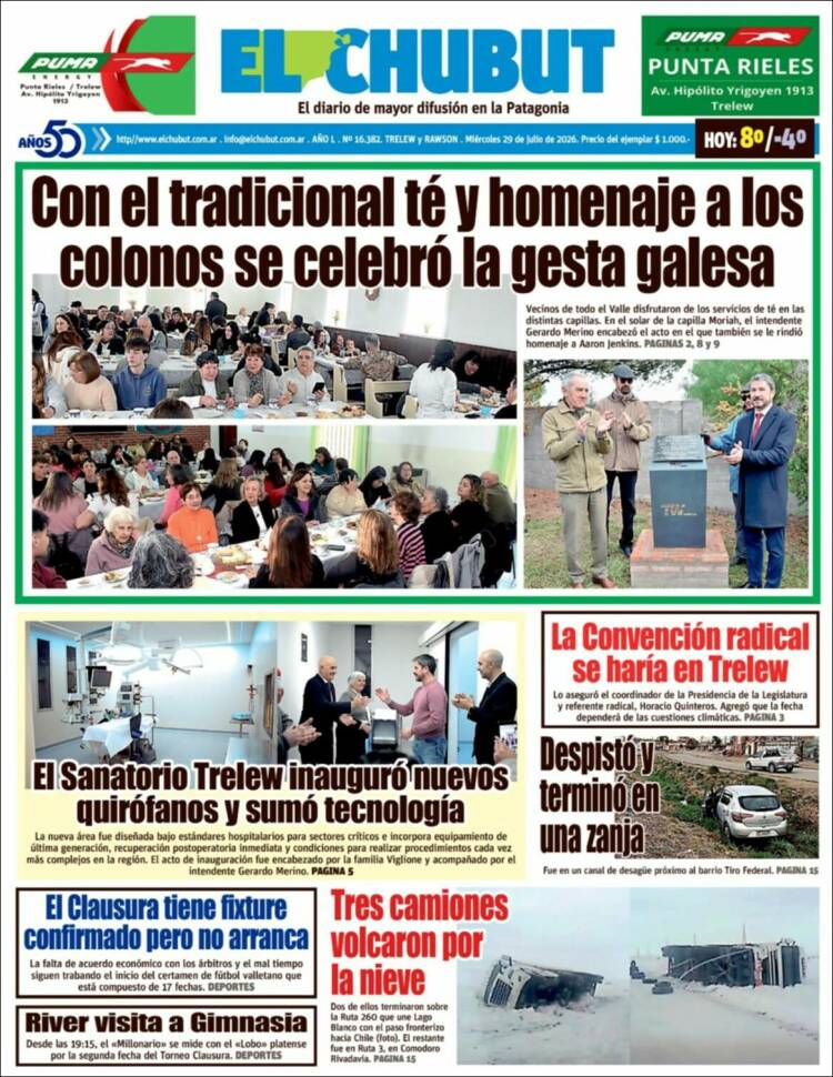 Portada de El Chubut (Argentina)