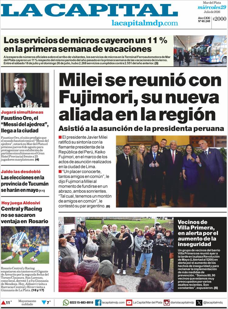 Portada de Diario La Capital - Mar del Plata (Argentina)