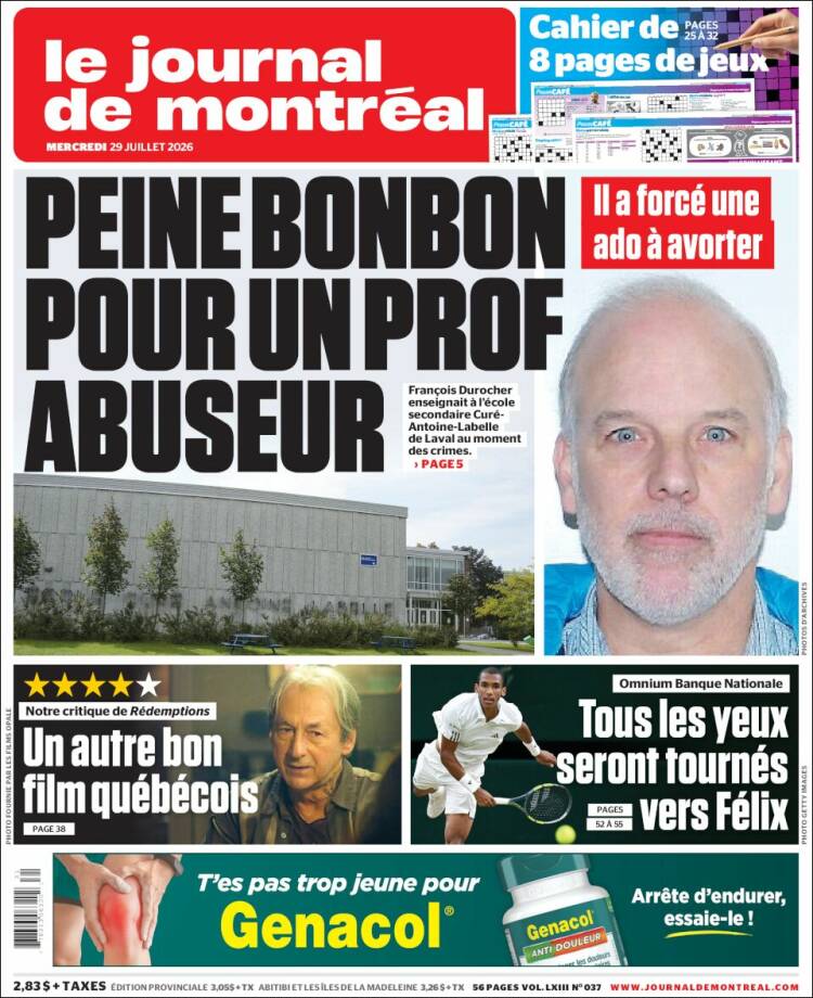 Portada de Le Journal de Montréal (Canad&aacute;)