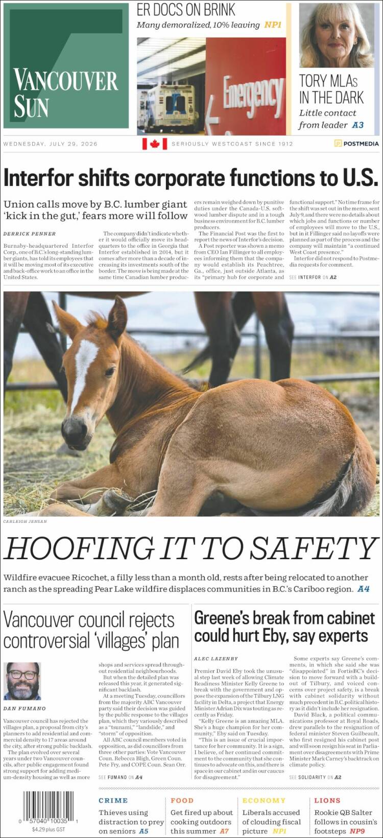 Portada de The Vancouver Sun (Canad&aacute;)