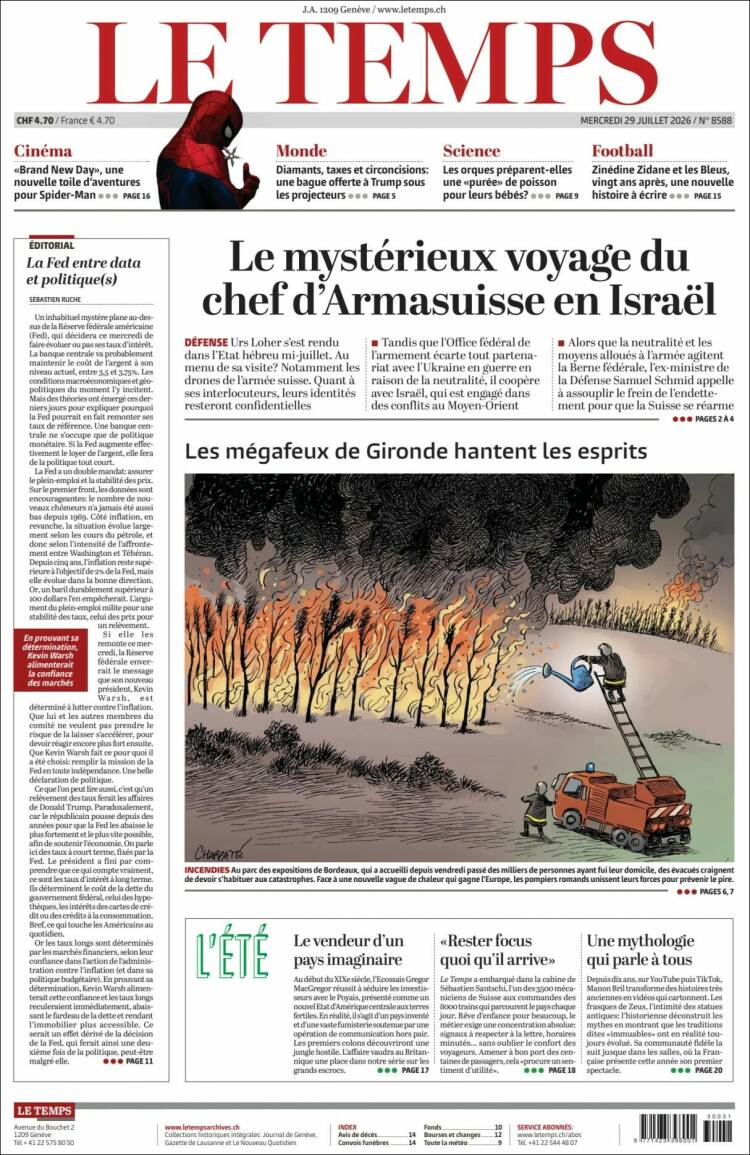Portada de Le Matin (Suiza)