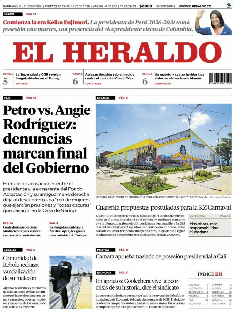 Portada de El Heraldo (Colombia)