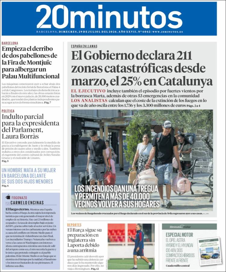 Portada de 20 Minutos - Barcelona (Espa&ntilde;a)