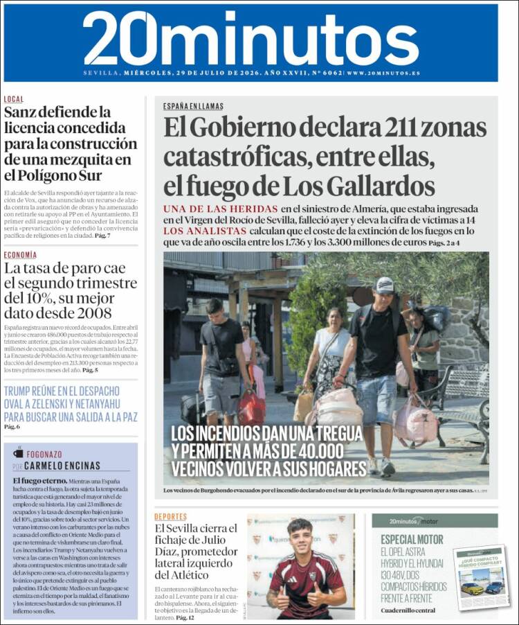 Portada de 20 Minutos - Sevilla (Espa&ntilde;a)