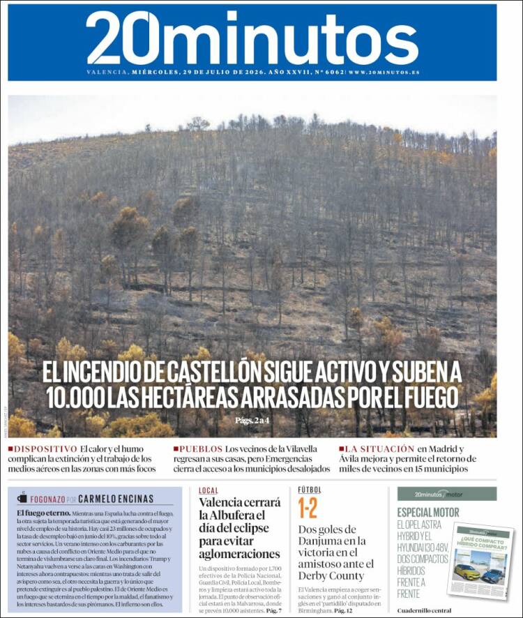 Portada de 20 Minutos - Valencia (Espa&ntilde;a)