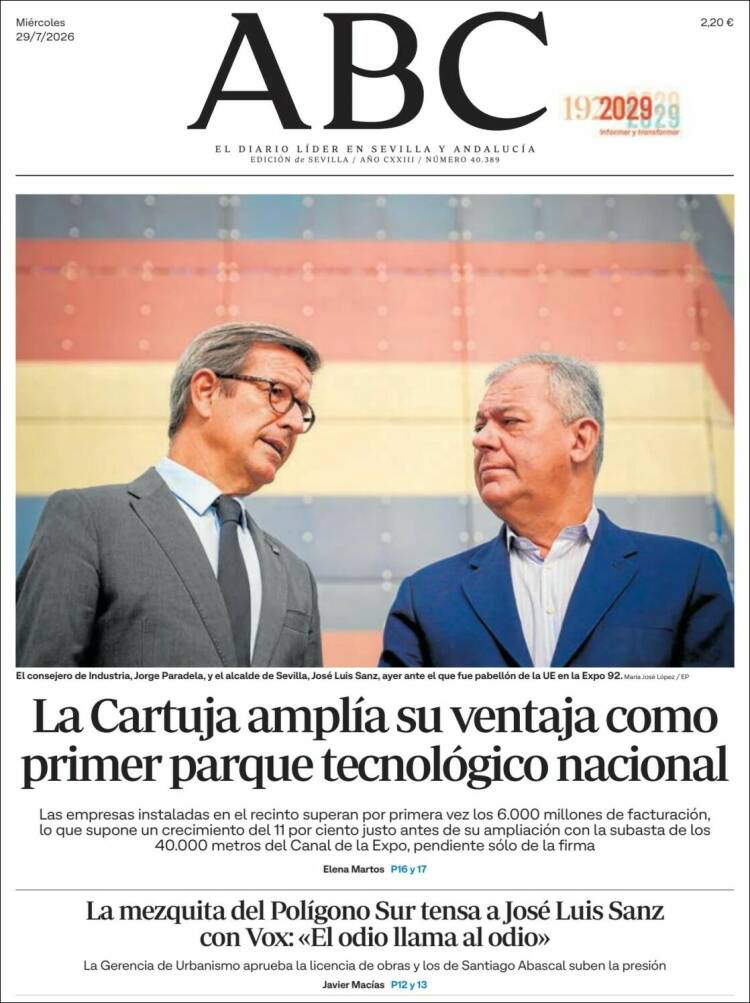 Portada de ABC - Sevilla (Espa&ntilde;a)