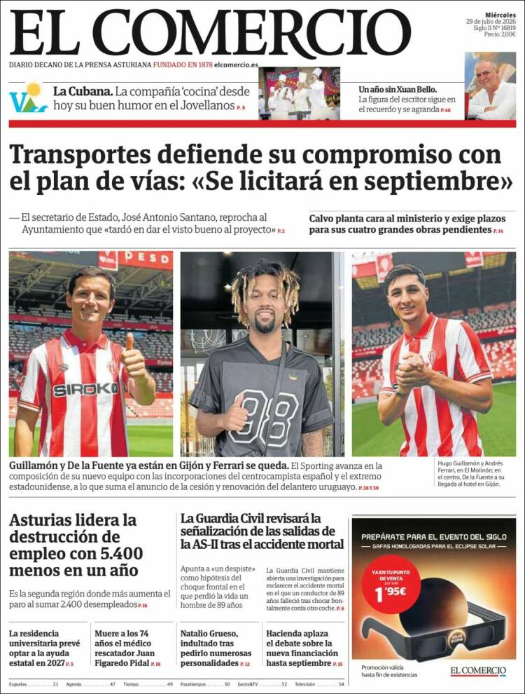 Portada de El Comercio - Gijón (Espa&ntilde;a)